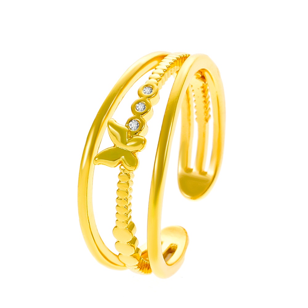 Nhẫn Hở Hình Bướm Nhiều Lớp Bằng Kim Loại Thời Trang Cho Nữ