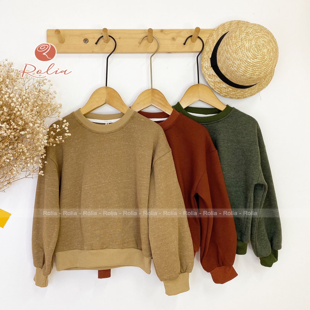Áo nỉ thu đông cho bé trai gái ROLIA, chất dày dặn ấm áp, kiểu dáng Hàn Quốc A02