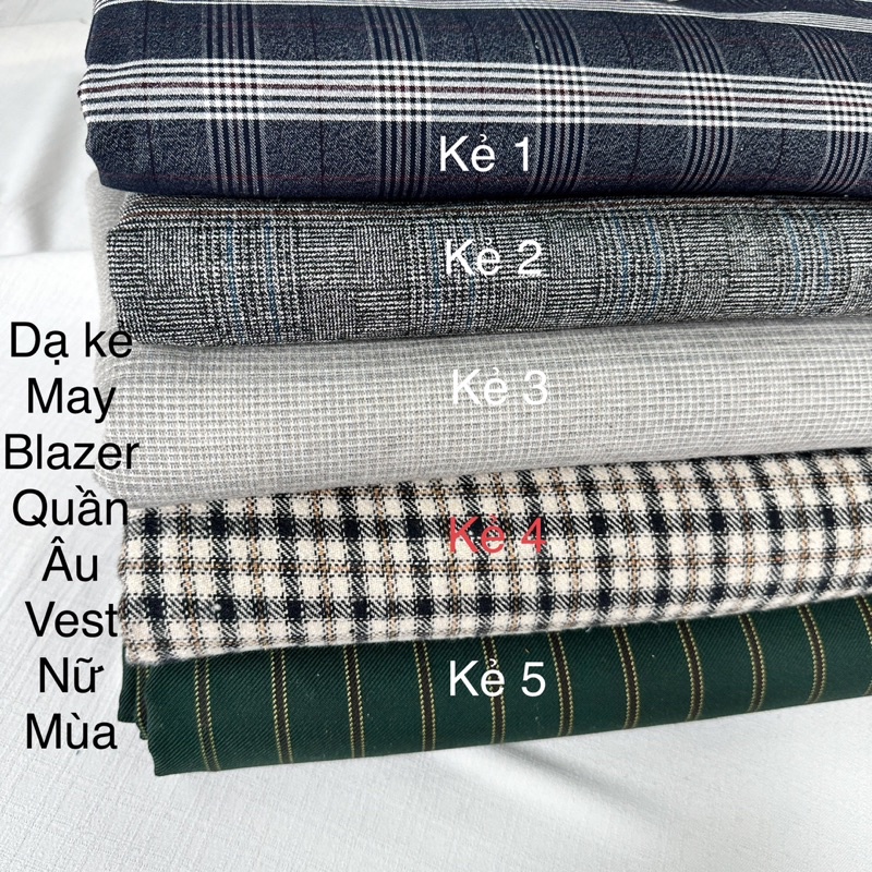 Vải Dạ vest Kẻ Nữ-Quần âu -Hàn Quốc Các chất dạ dầy dạn, co giãn, kẻ sắc nét, vải có độ ấm,