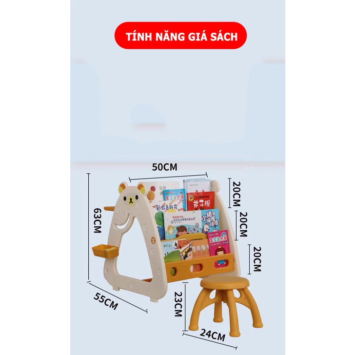 Bàn học cho bé kiêm bảng vẽ và giá sách cao cấp bảo hành 12 tháng