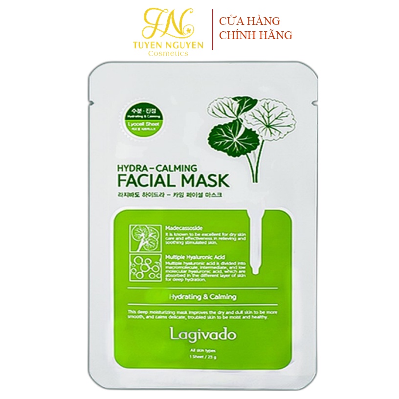 Mặt nạ dưỡng da giảm dầu và mụn rau má Hàn Quốc Lagivado Facial Mask dạng giấy 23g/miếng