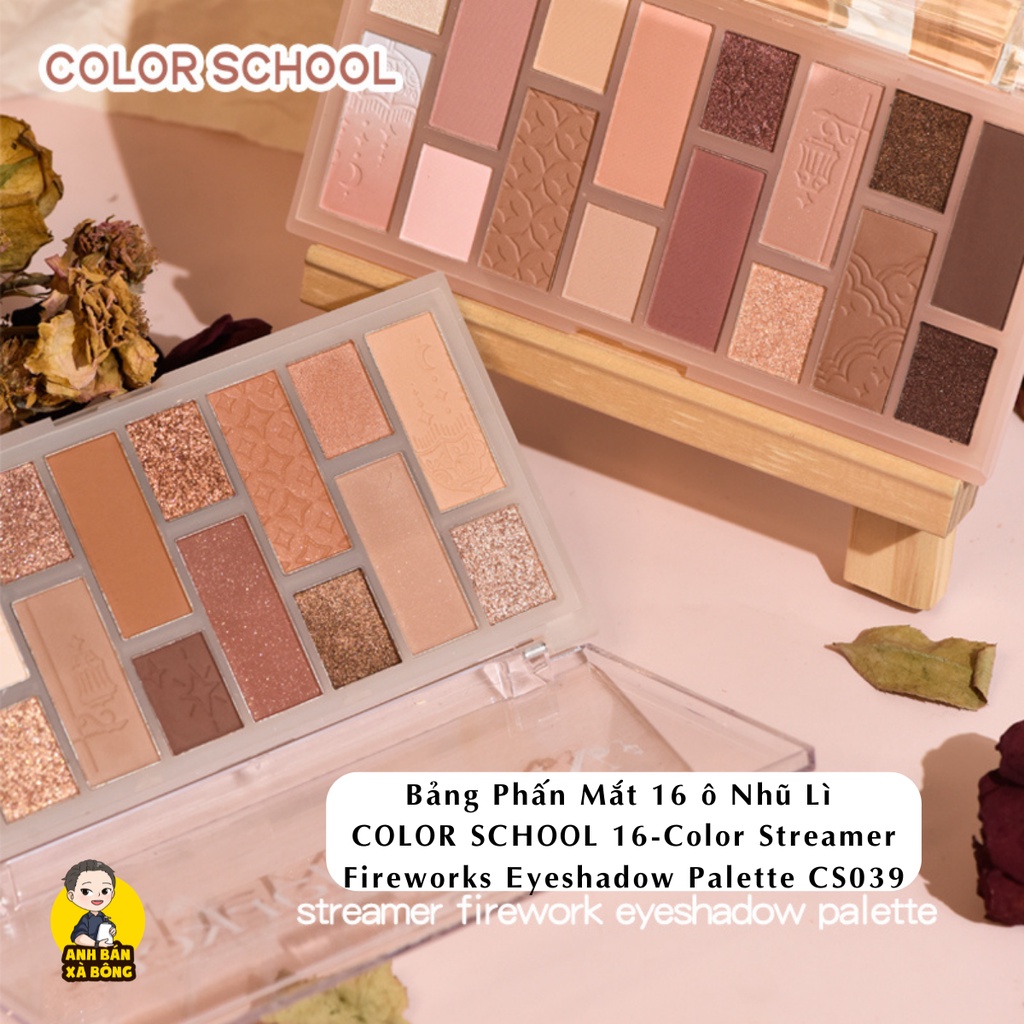 Bảng Phấn Mắt 16 ô Nhũ Lì COLOR SCHOOL 16-Color Streamer Fireworks Eyeshadow Palette CS039