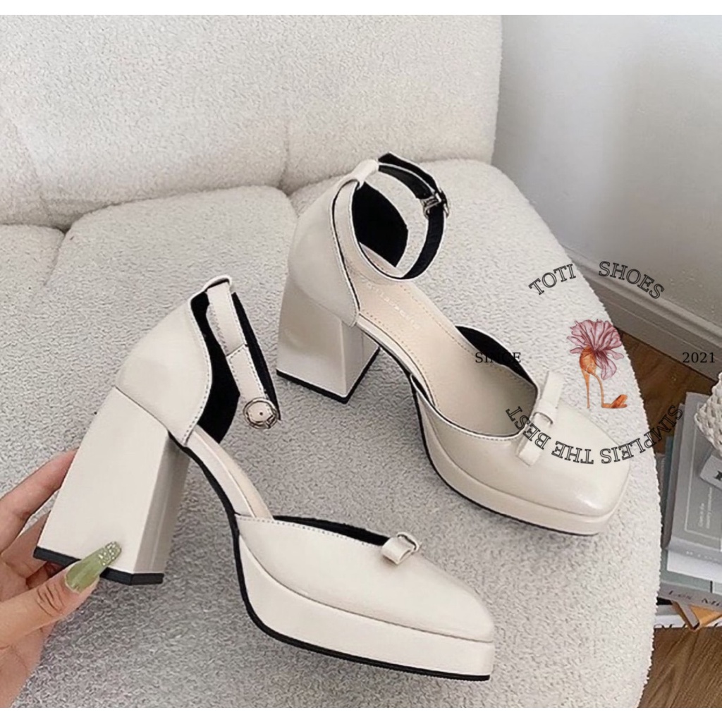 GIÀY THỜI TRANG TOTIIE STORE - SANDAL CAO GÓT BÍT MŨI BẦU ĐÚP CAO - SỤC NỮ BÍT HẬU 10 PHÂN G2212150
