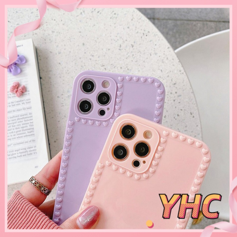 Ốp Điện Thoại Màu Trơn Họa Tiết Trái Tim Cho Iphone 6s 6splus 7 7plus 8 8plus X XS XSMAX 11 12 Pro Max Plus Promax-020