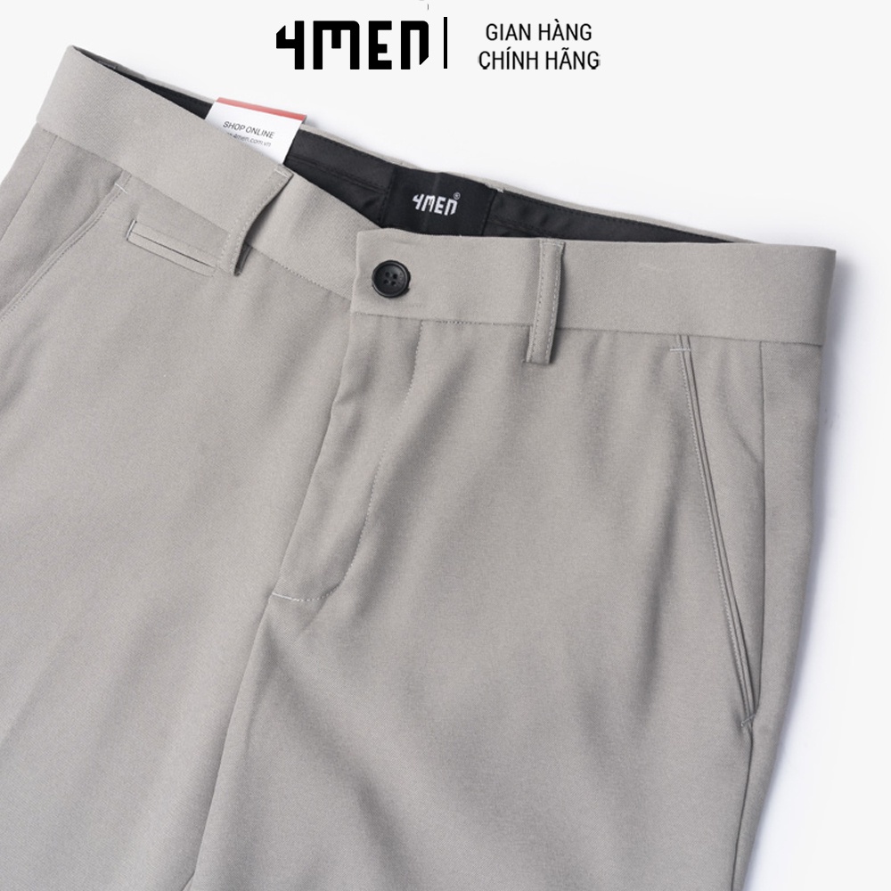 Quần Tây Nam Form Slimfit Cropped Túi Nhỏ 4MEN QT048 vải nhung mềm mại, co giãn thoải mái, trẻ trung, hiện đại