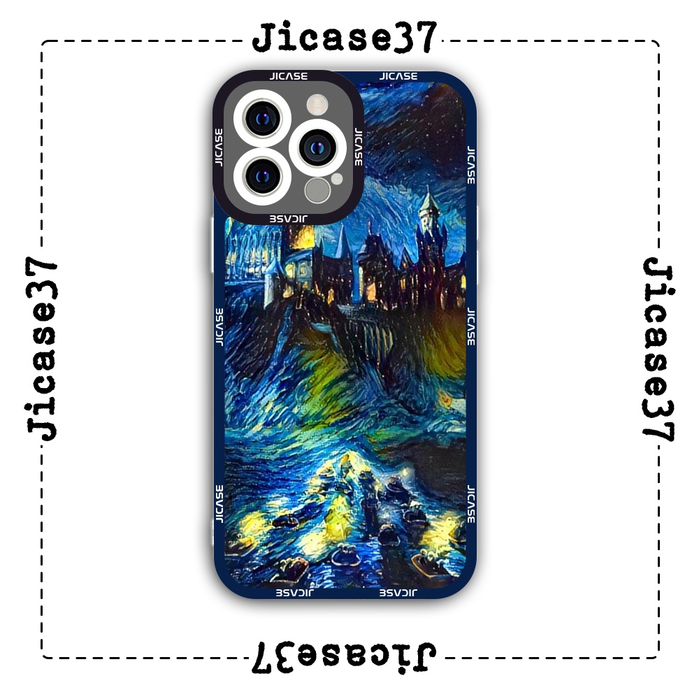 Ốp lưng iphone cạnh vuông Jicase Lâu đài Van Gogh 6plus/6s/6splus/7/7plus/8/8plus/x/xs/11/12/pro/max/plus/promax