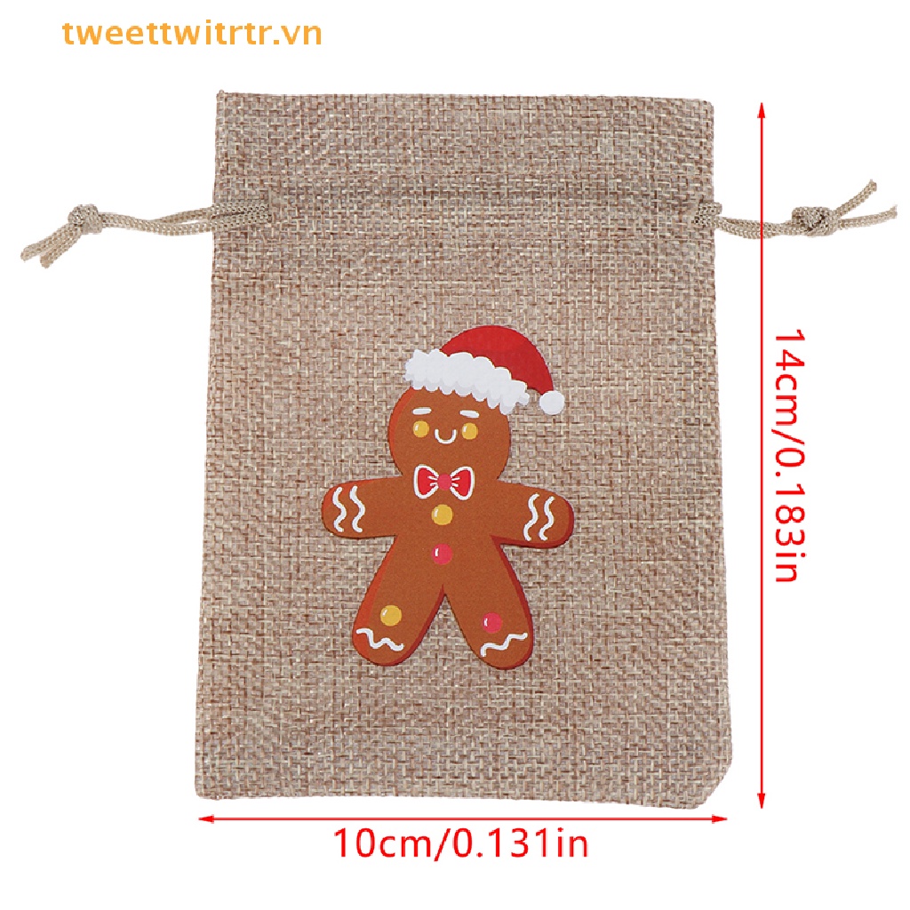 Set 5 Túi Dây Rút Đựng Quà Giáng Sinh Cỡ 10x14cm