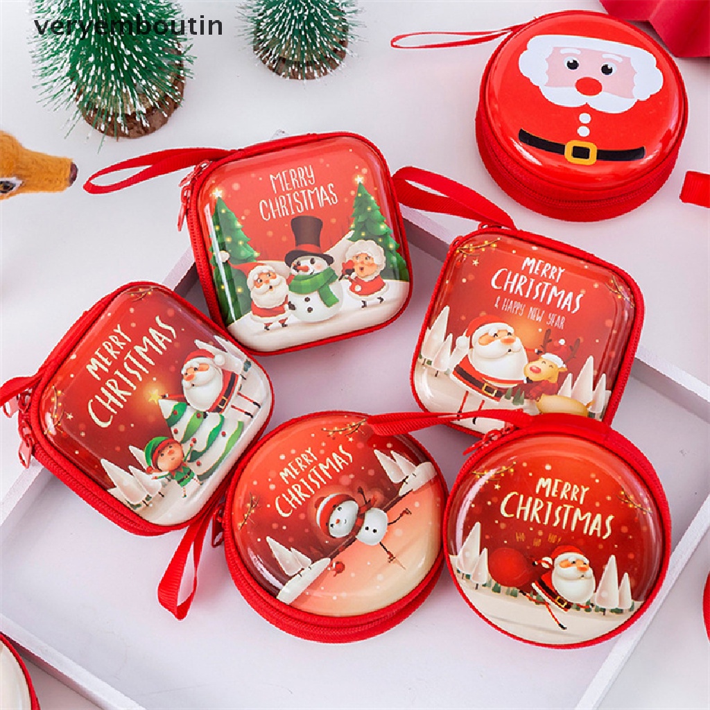 Túi Đựng Tiền Xu Mini Có Khóa Kéo in Họa Tiết Giáng Sinh Dễ Thương