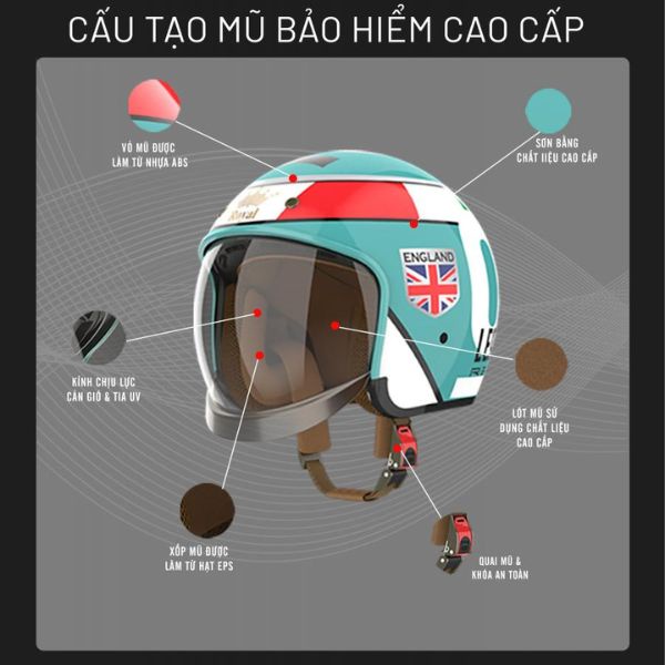 Mũ Nón Bảo Hiểm 3/4 Royal M139 Kính Âm - lót tháo rời Cực Hot size