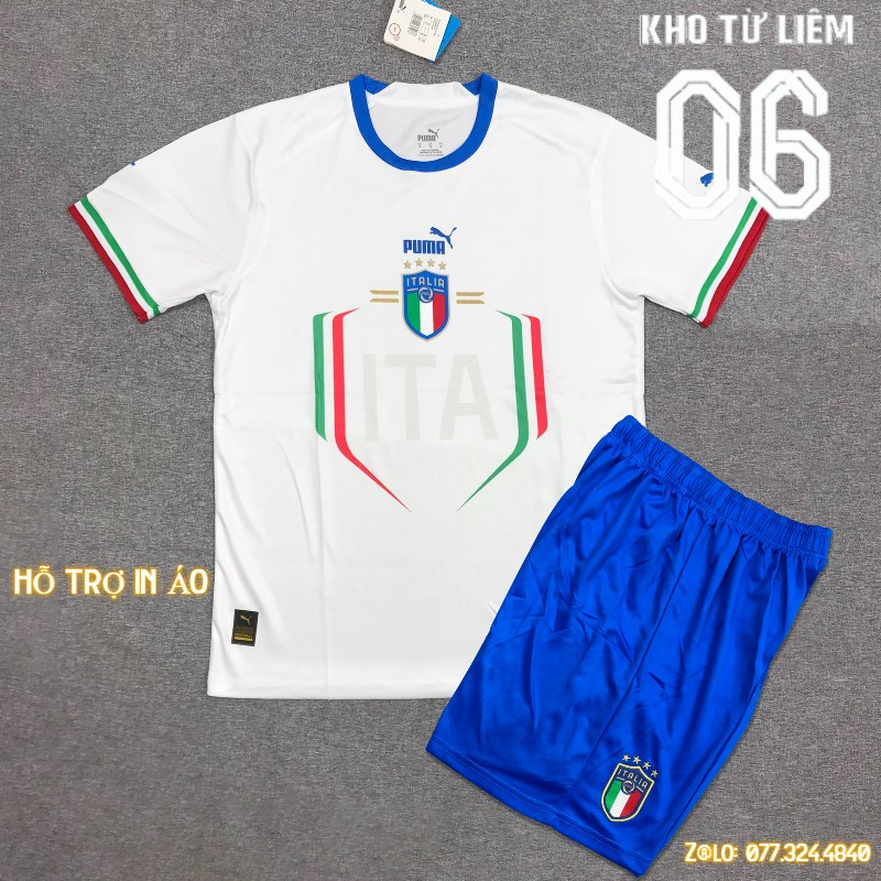 Đồ đá banh - bộ quần áo đá bóng nam Italia Trắng Chất Vải Fex Thái cao cấp