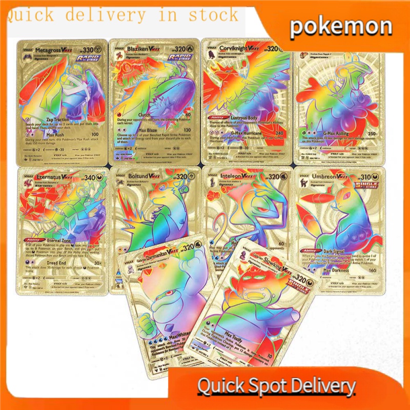 ✨✨Bộ Sưu Tập Thẻ Bài Pokemon Vmax GX card Charizard Pikachu Arceus Vstar Bằng Nhựa Màu Vàng Sáng Bóng
