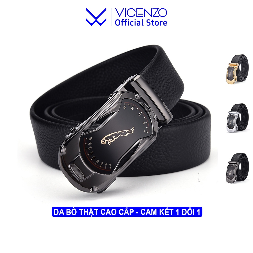Thắt Lưng Nam Da Bò Thật Cao Cấp VICENZO, Dây Thắt Lưng Khóa Hợp Kim Chổng Rỉ Cam Kết 1 Đổi 1