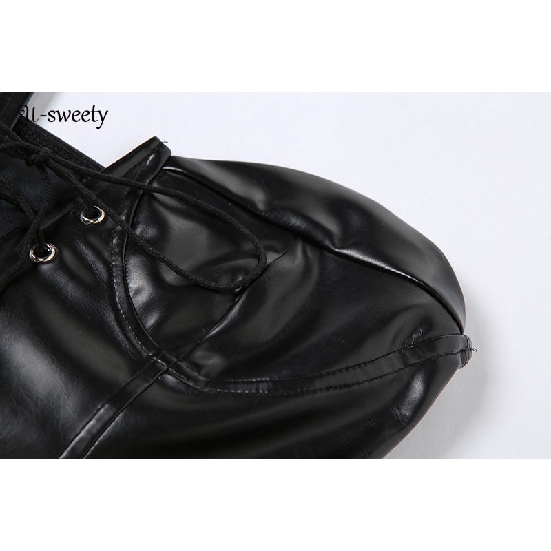 [Mã TOPMAY giảm đến 25k đơn 150k] Bodysuit Da PU Dáng Ôm Hở Lưng Thời Trang Quyến Rũ Cho Nữ | BigBuy360 - bigbuy360.vn