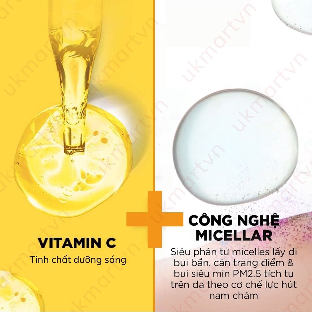 Nước Tẩy Trang Garnier Vitamin C Làm Sáng Da Micellar Cleansing Water Vitamin C Chính Hãng