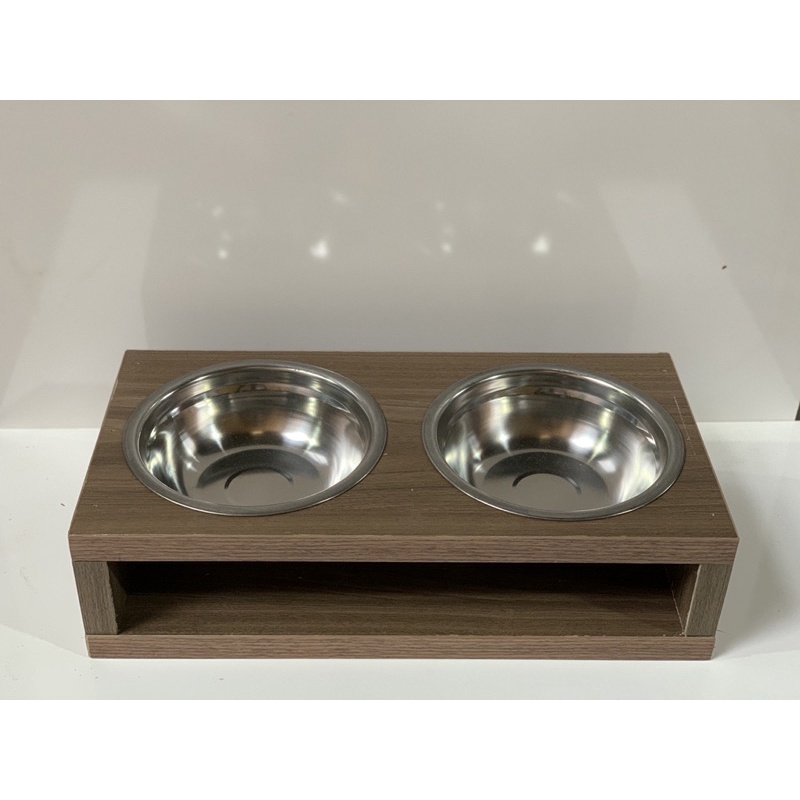 Khay ăn, bát ăn ngăn đôi chó mèo hàng gỗ xuất khẩu, bát ăn ngăn đôi chó mèo