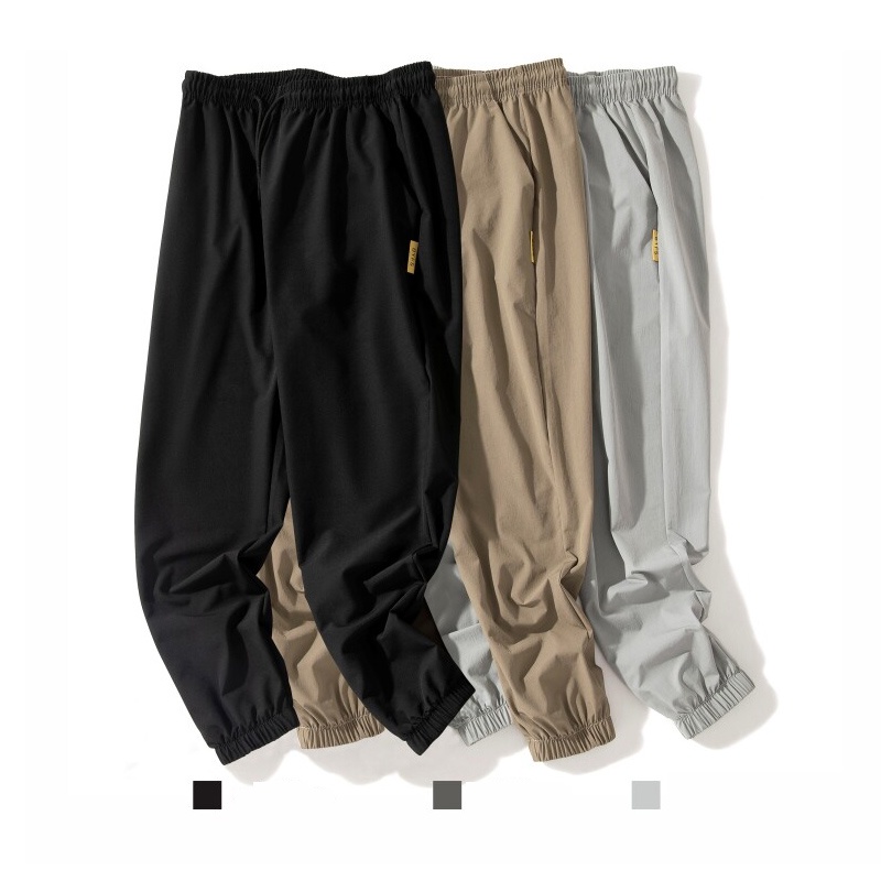 Quần Dài Thể Thao Vải Lụa Lạnh Co Giãn Dáng Ôm Thời Trang Mùa Hè Cho Nam