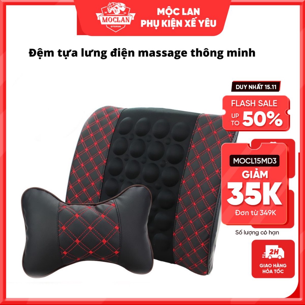 Gối tựa lưng, đệm lưng massage trên xe ô tô , xe hơi - ghế văn phòng chống đau mỏi lưng