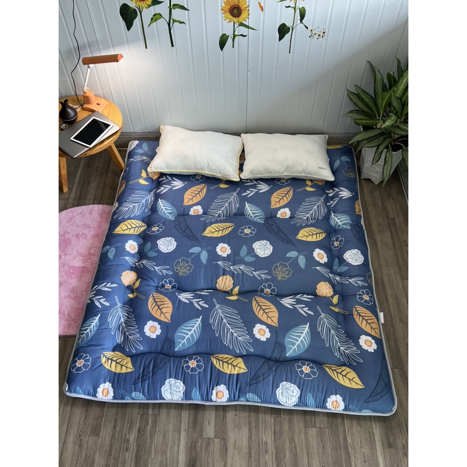 Topper Nệm Bông xuất Nhật, hàng công ty hình lá siêu sang đủ size 1m 1m2 1m4 1m6 1m8 dài 2m TK3