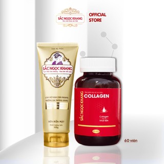 Combo Collagen SẮC NGỌC KHANG (Hộp 60v) + Sữa rửa mặt 100g