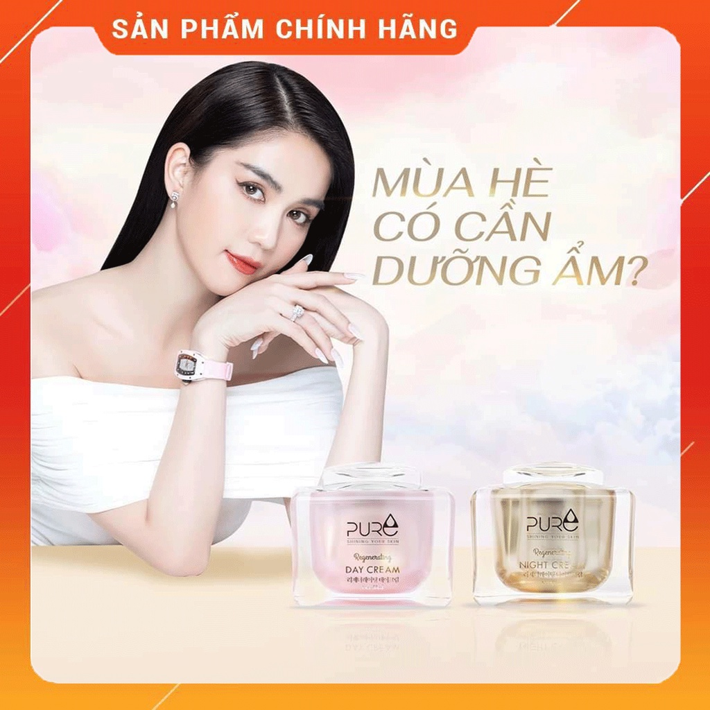Bộ Kem dưỡng ngày và đêm Pure - Hàn Quốc mẫu mới 2020 - Pure Night Cream và Pure Day Cream của Hari Won và Ngọc Trinh
