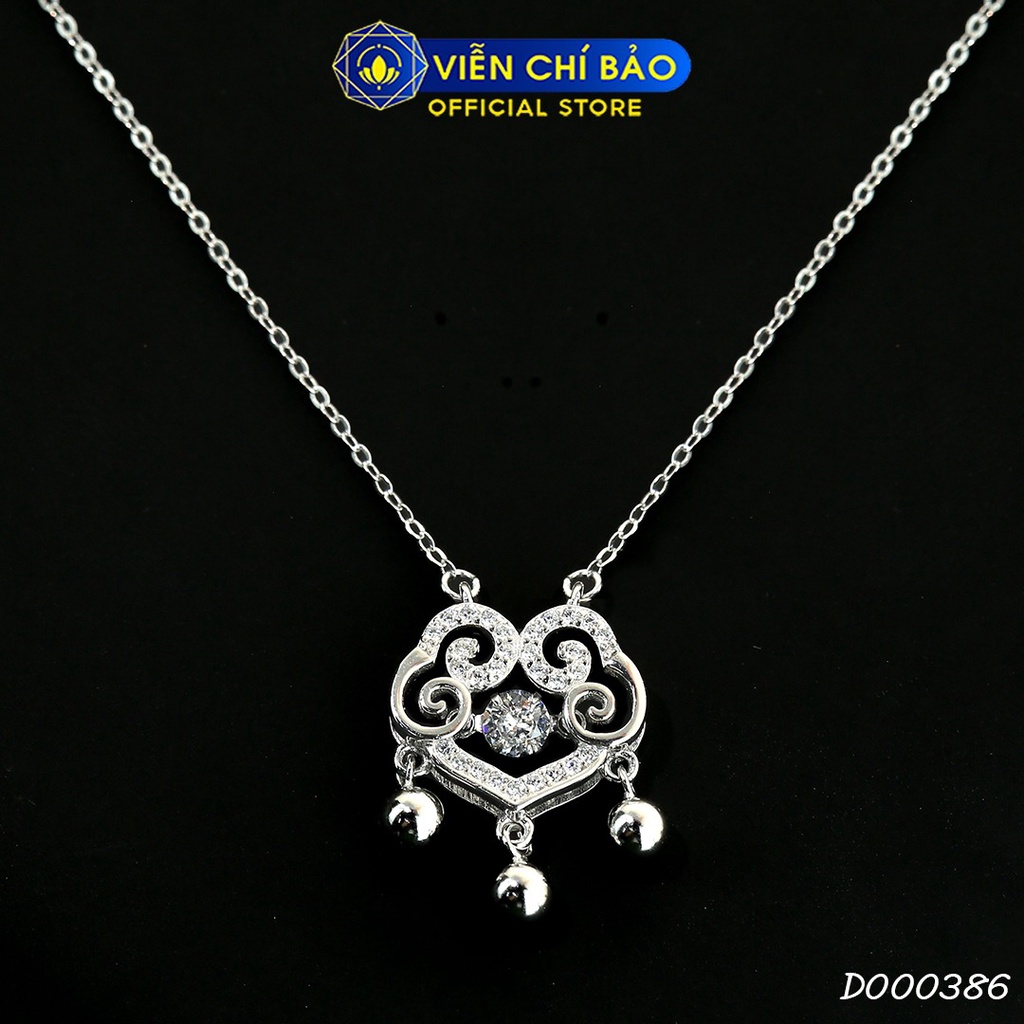 Dây chuyền bạc nữ trường mệnh chuông đính đá chất liệu bạc 925 thời trang phụ kiện trang sức Viễn Chí Bảo D000386