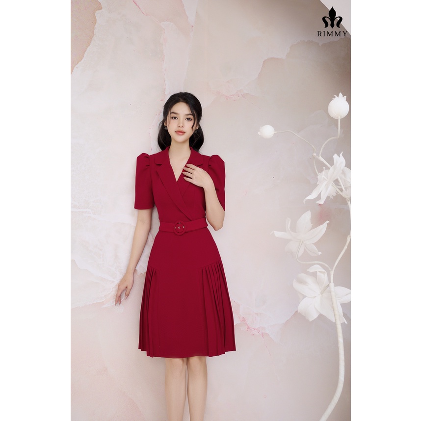 Đầm cổ vết thắt đai eo xếp ly Wena Dress bay Rimmy [KHÔNG KÈM ĐAI]