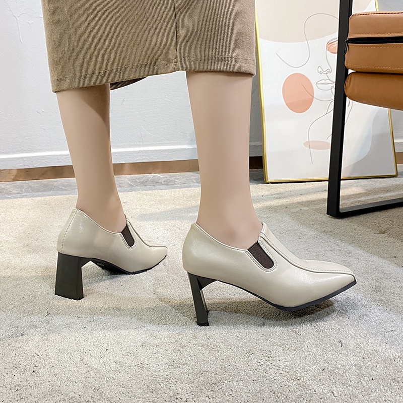 Giày Cao Gót Mũi Vuông Phong Cách Hàn Quốc Thanh Lịch Thời Trang Cho Nữ