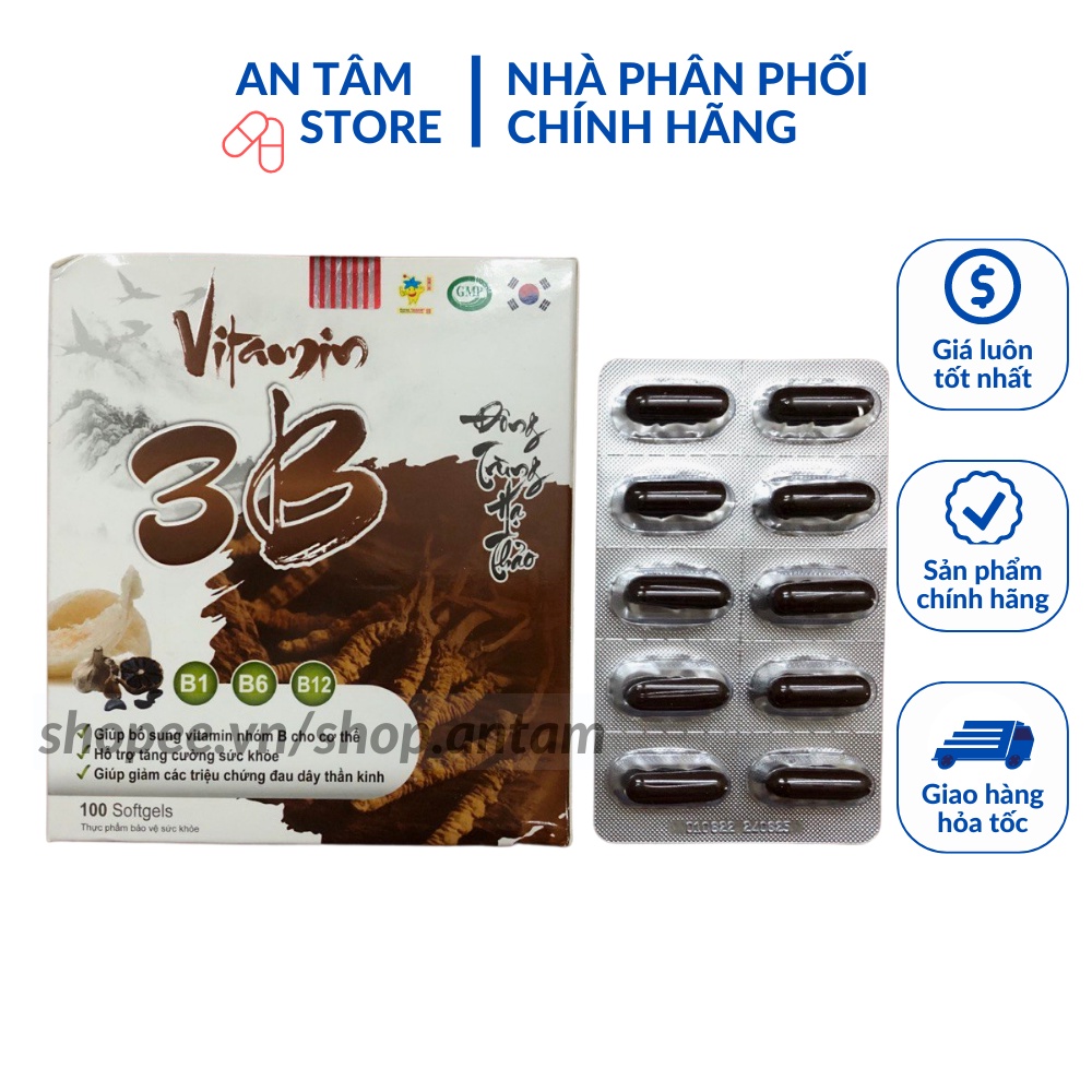 Vitamin B tổng hợp, đông trùng hạ thảo tăng sức khỏe, giảm đau dây thần kinh - 100 viên [Vitamin 3B Đông trùng]]