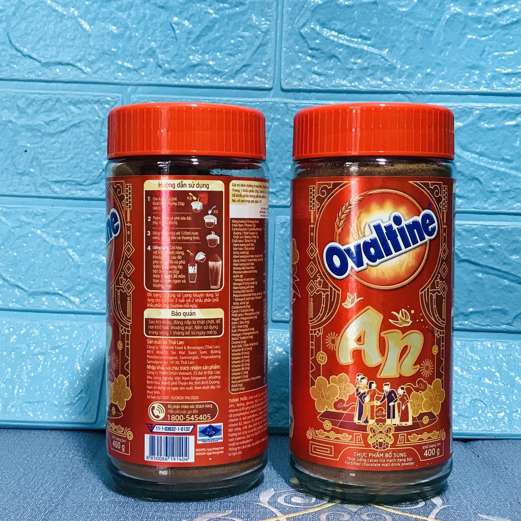 Thức uống lúa mạch hương vị sô-cô-la Ovaltine bột hũ thủy tinh 400g