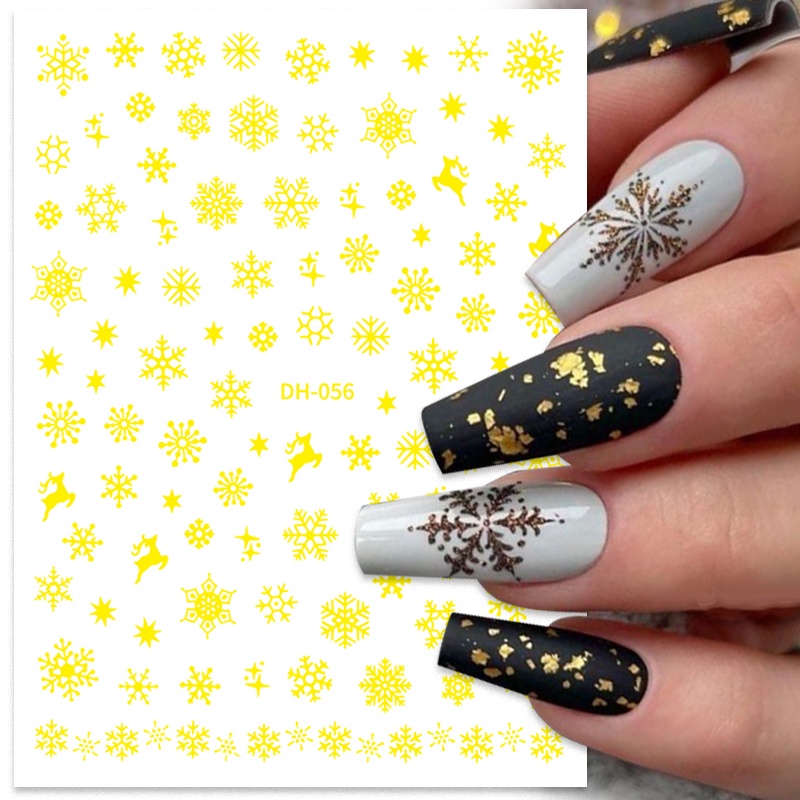 Nhãn dán móng tay UR SUGAR hình hoa tuyết Giáng sinh màu trắng xanh dương xinh xắn