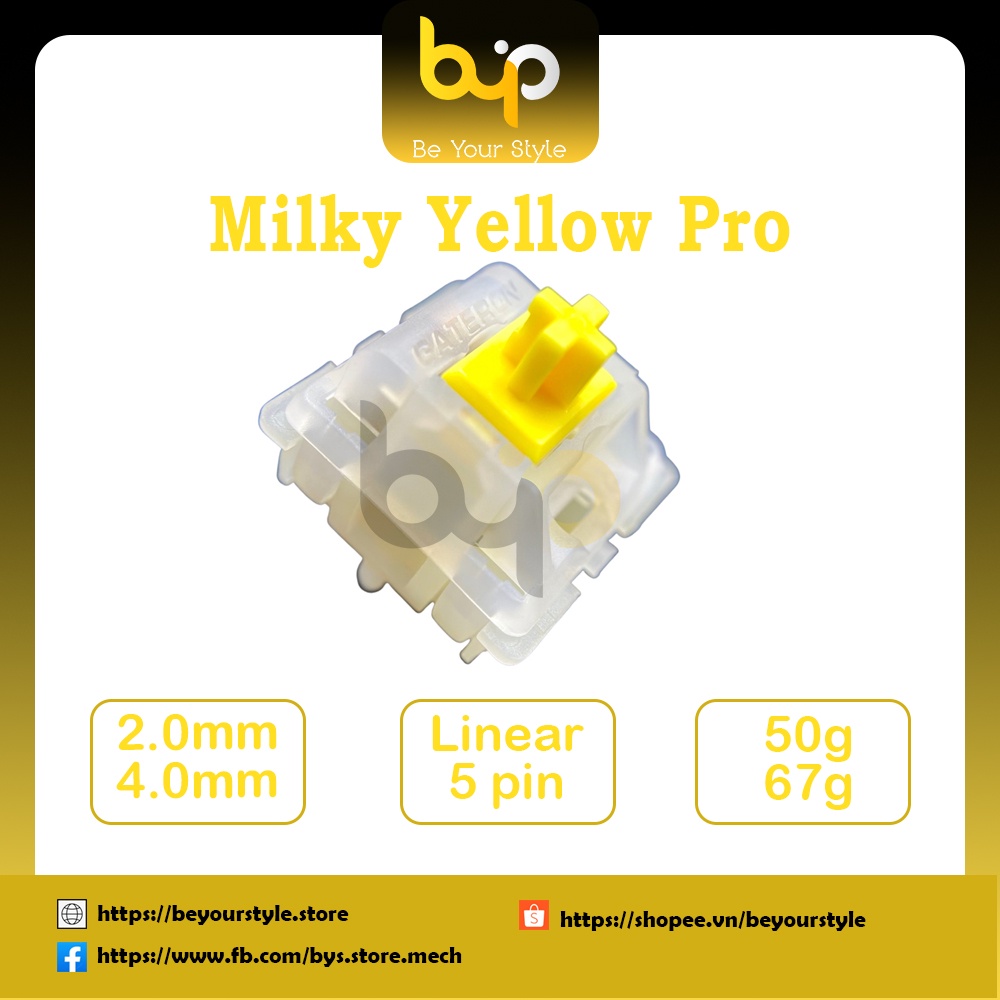 Lubed/Filmed Gateron KS-3 Milky Yellow Pro Linear Switches