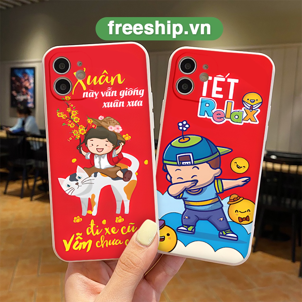 Ốp bảo vệ cam iphone Tết Relax viền vuông đẹp chống sốc 6/6plus/6s/6splus/7/7plus/8/8plus/x/xr/xs/11/12/13/pro/max/plus/