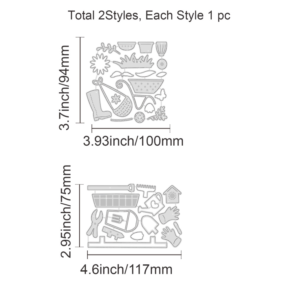 1 Bộ 2 Khuôn Cắt Giấy Bằng Thép Carbon 2 Phong Cách Dùng Trang Trí Sổ Tay / Album Ảnh DIY