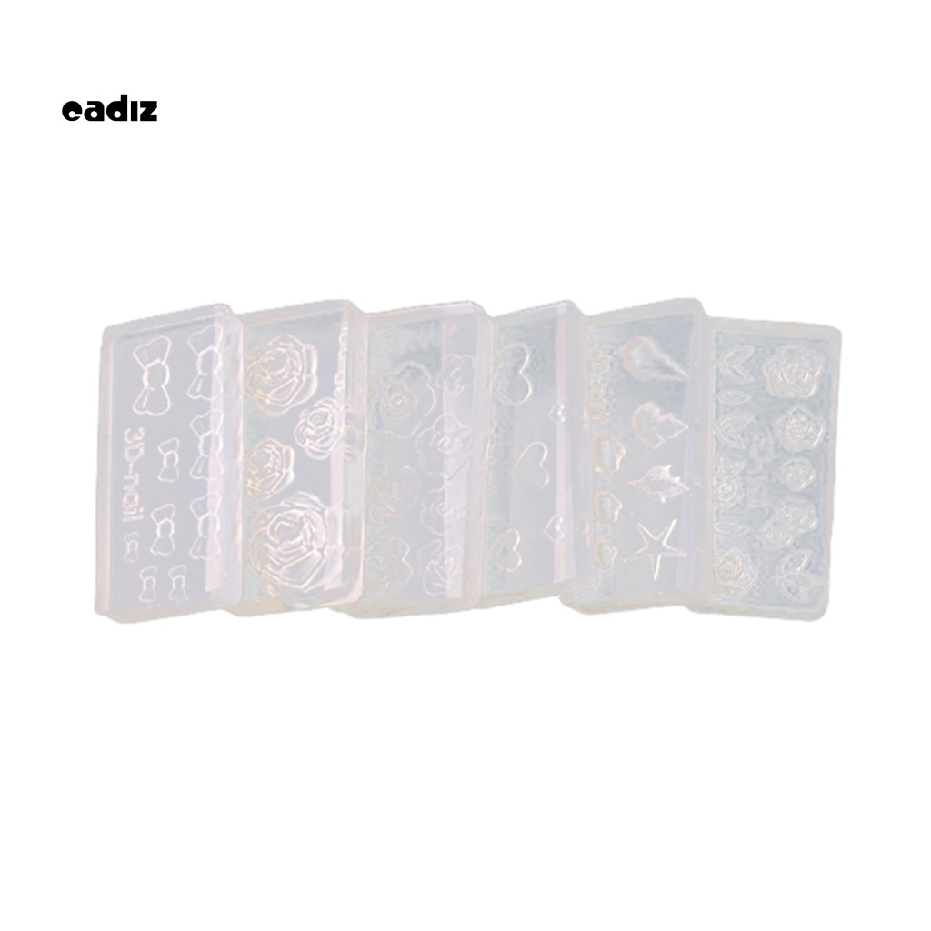 Set 6 Khuôn Điêu Khắc Trang Trí Móng Nghệ Thuật Thời Trang Có Thể Tái Sử Dụng