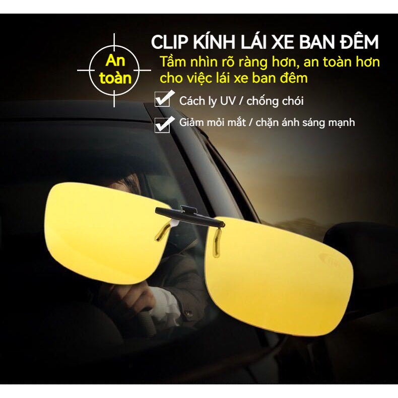Kẹp Mắt Kính Có Tầm Nhìn Ban Đêm Độ Nét Cao Chống Chói Đèn Pha An Toàn Cho Xe Hơi