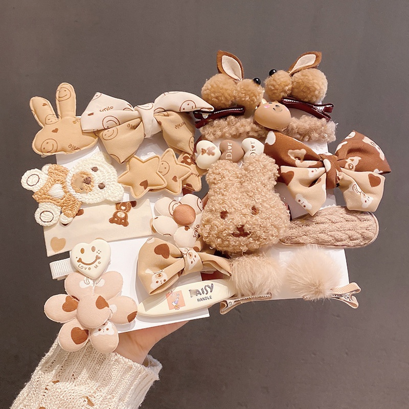 Set 9 Kẹp Tóc Đính Nơ / Bông Hoa Dễ Thương Cho Bé Gái