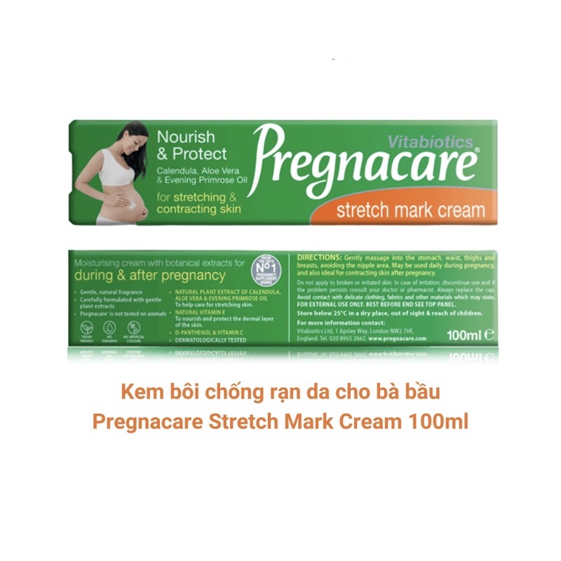 Kem Chống Rạn sẹo Vitabiotics Pregnacare Stretch Mark Cream 100ml cho mẹ bầu