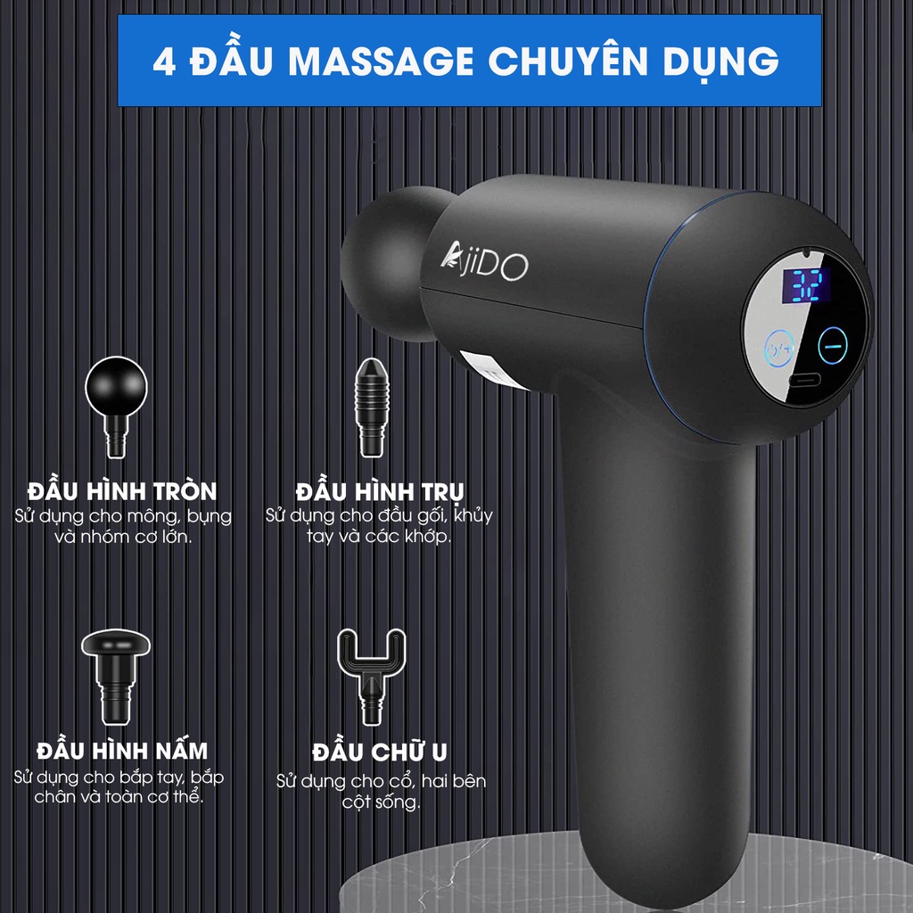 Máy massage cầm tay ajido aj - m9, 32 cấp độ, 4 đầu thay thế - ảnh sản phẩm 5