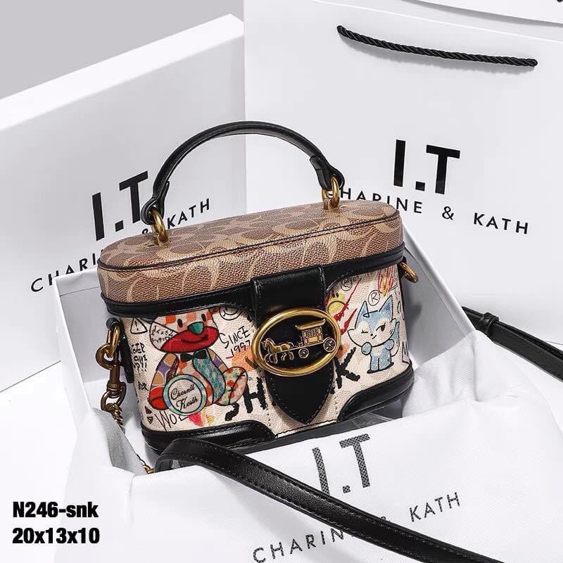 Túi Xách Nữ Túi Cốp Hoạ Tiết Cao Cấp Size 22cm Hàng QC Cao Cấp