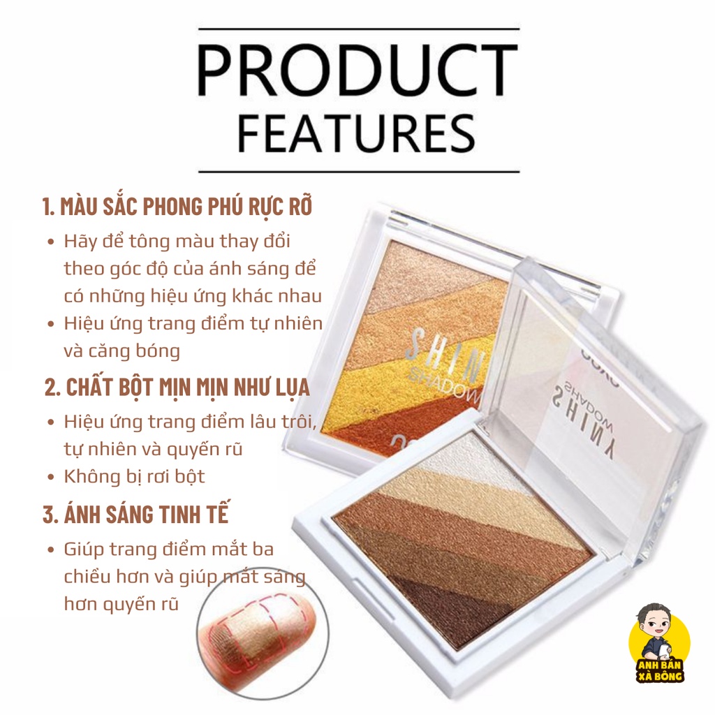 Bảng Phấn Mắt 05 Ô Màu Nhũ Lì NOVO 5-Color Shiny Eyeshadow Palette 5207