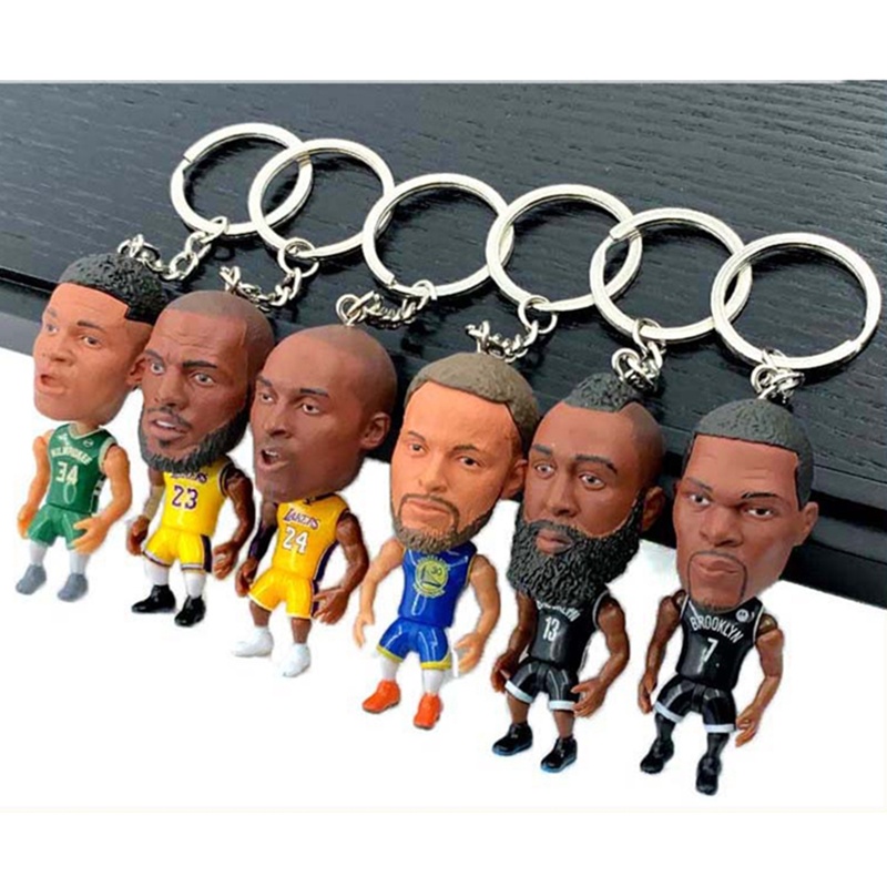 Soccerwe 7cm búp bê bóng rổ mini james harden stephen curry kevin durant lebron james kobe bryant kyrie irving anthony davis luka dončić figures keychain kit 2023