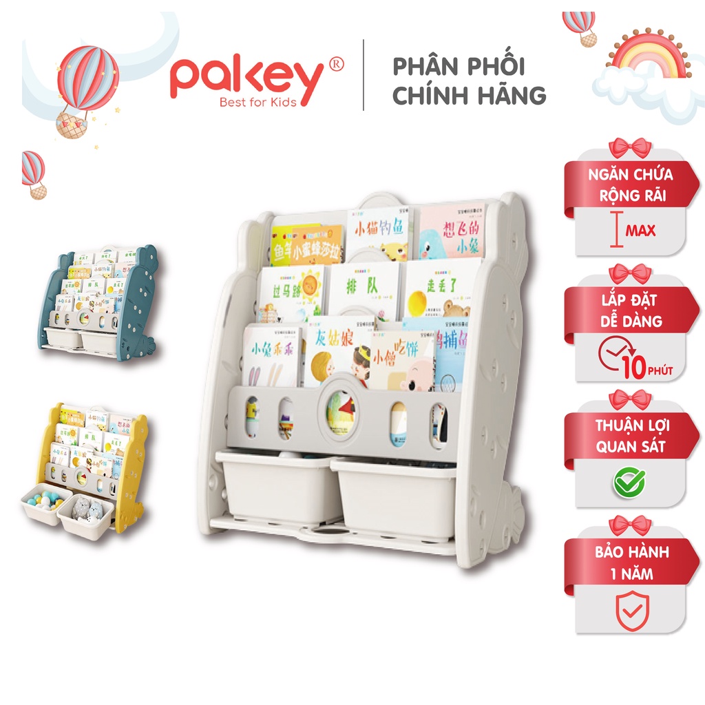 Giá Sách Cho Bé Kèm Kệ Để Đồ Pakey Mẫu Mới - Kệ Sách Nhựa Chịu Lực Loại Dày Hình Củ Cà Rốt Nhiều Màu Đáng Yêu