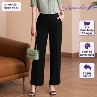 Quần âu nữ đen LAVENDER ống suông basic chất co giãn nhẹ ống rộng 23cm Q1347