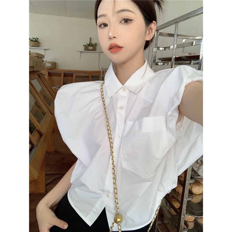 Áo Croptop Sát Nách Màu Trắng Dáng Rộng Thời Trang Mùa Hè Cho Nữ