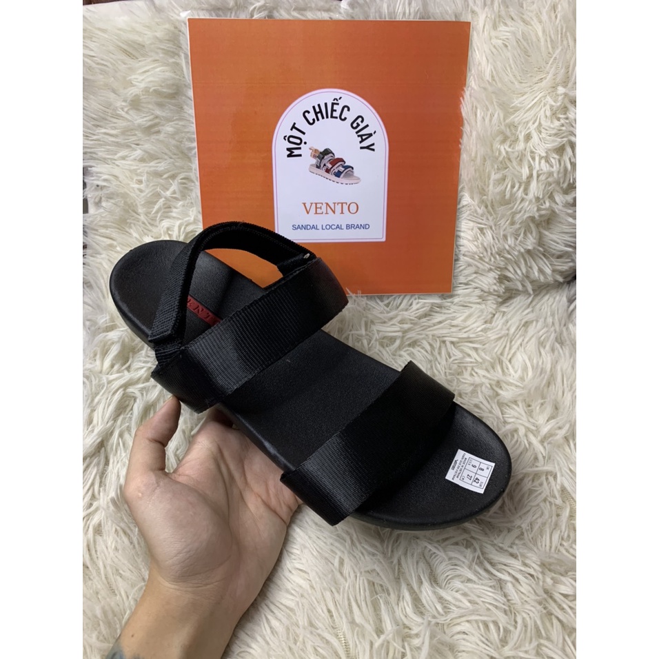 Giày Sandal Nam VENTO 2 quai ngang quai dù kiểu dáng basic full đen NV4906