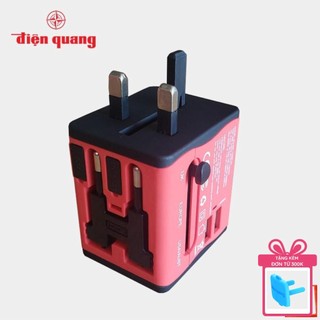 Ổ cắm du lịch Điện Quang ĐQ ESK TV06R 2U (màu đỏ, 2 cổng USB)