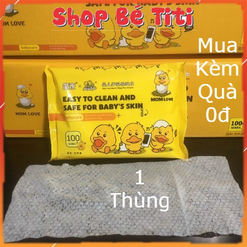 Khăn ướt vịt vàng Tiết KIệm Tiện Lợi An toàn cho bé Thùng 10 Bịch Khăn Ướt Con Vịt