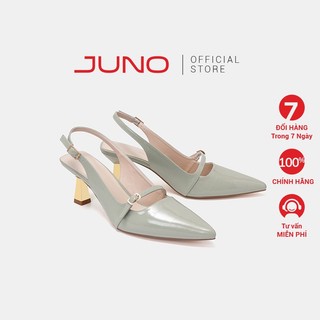 Giày Cao Gót 7cm Nữ Thời Trang JUNO Slingback Mũi Nhọn Quai Ngang Trang Trí CG07132