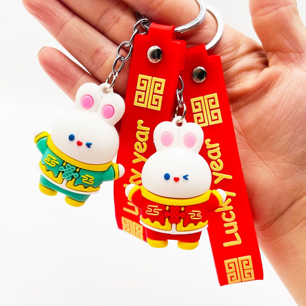 Móc Chìa Khóa Bằng Silicone Hình Thỏ Đáng Yêu