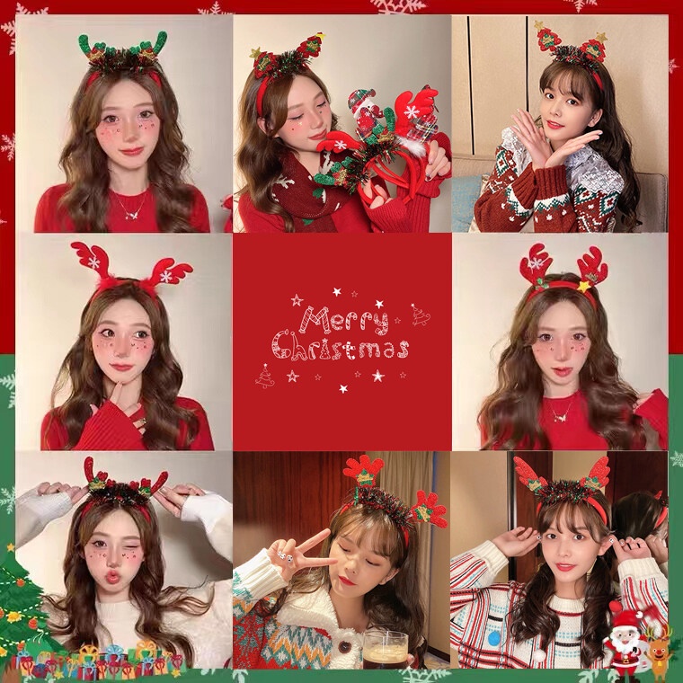 Kẹp Tóc Hình Sừng Tuần Lộc Giáng Sinh Dễ Thương Cho Nữ cài tóc noel